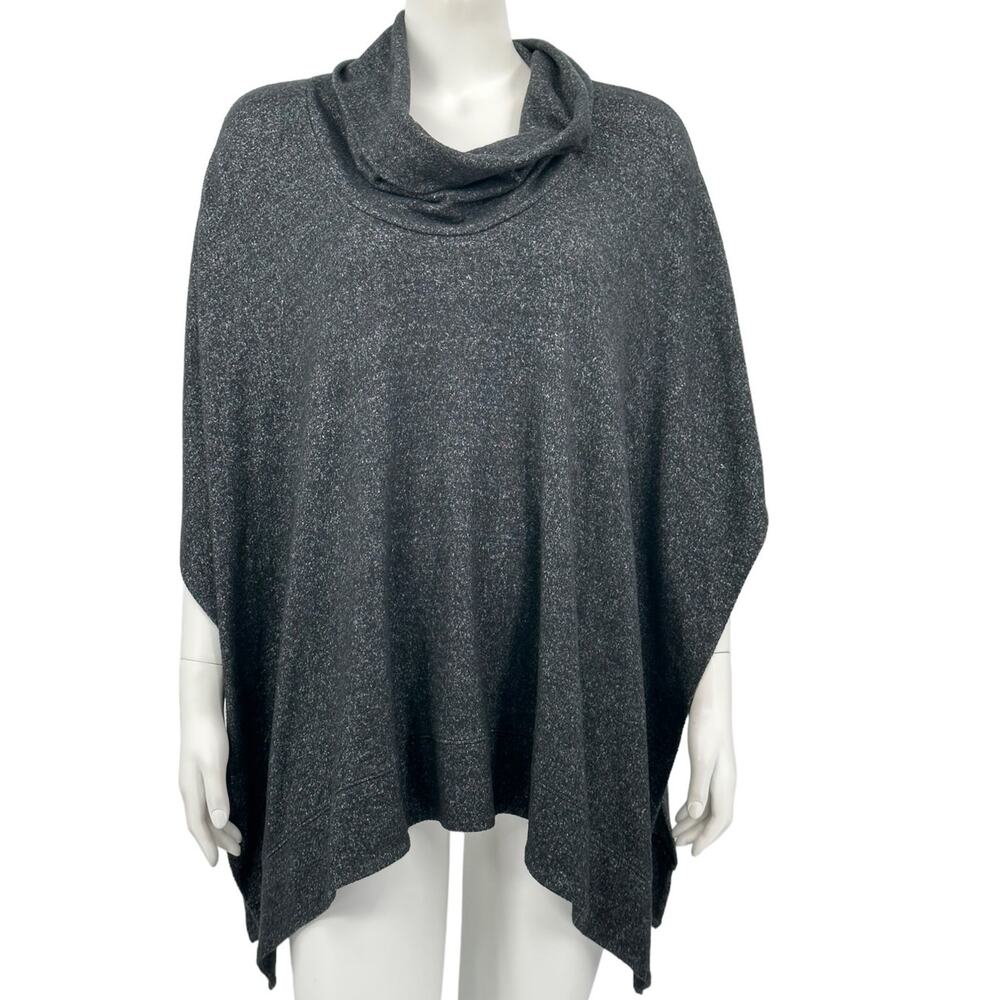White House Black Market Sweater Womens XS‎ Small Poncho Knit Charcoal Lagenlook
